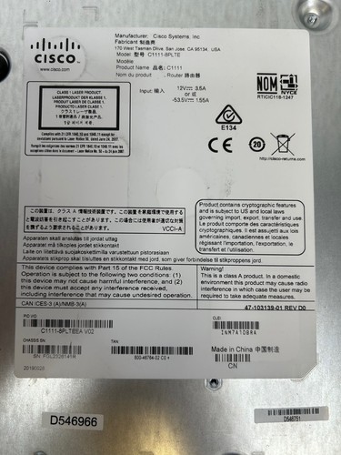 Cisco C1111-4PLTE ISR 1100 Series 8 Ports Gigabit Ethernet Router - Picture 13 of 16