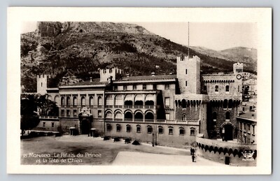 Vintage Real Photo Postcard Monaco Prince Palace Tete de Chien Monte-Carlo RPPC