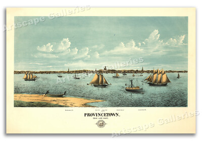 1877 Provincetown Massachusetts Vintage Old Panoramic City Map - 24x36