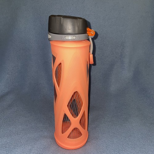 ZULU Atlas Glass Water Bottle High Silicone Sleeve 20oz Gray Coral Salmon Neon