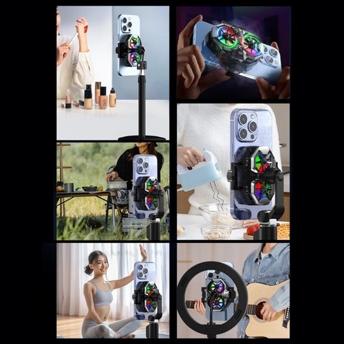 double Fan Cellphone Cooling Quiet operate Color Light Temp Monitors for - 第 5/8 張圖片
