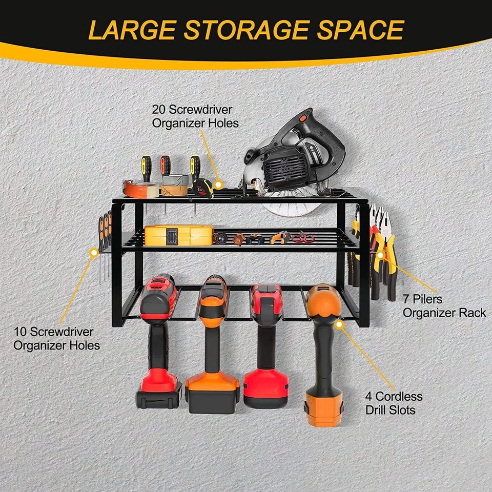 Power Tool Rack Wall Mount Heavy Duty Tool Storage Organizer