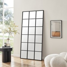 Yoko Full Length Black Window Wall Mirror Japandi Industrial Hallway