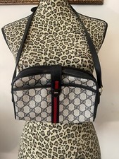 Vintage Gucci Navy Monogram PVC Vinyl Web Crossbody Bag