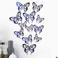 12 pcs 3d Blue New Model butterfly wall decor, party, wedding, diy