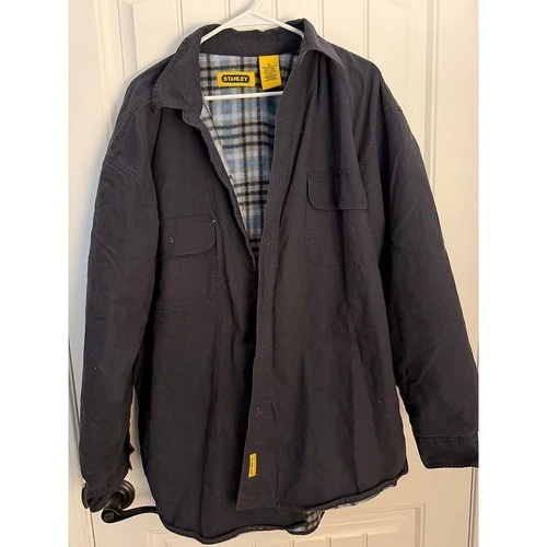 Stanley Men's XL Fleece Lined Shirt Jacket Shacket Navy Blue Cotton Pre-Owned - product listing photo