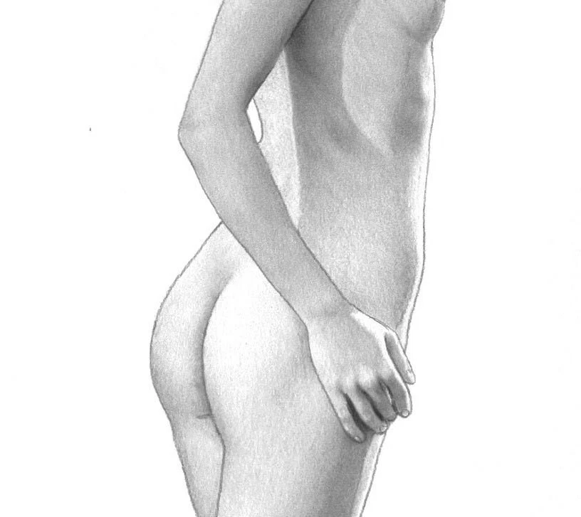 FIGURA FEMENINA DESNUDA Original Grafito DIBUJO A LÁPIZ NUDISTA DESNUDO ARRIESGADO Foto 4 de 4