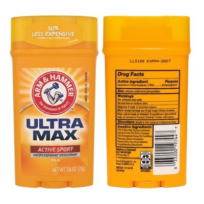 Arm & Hammer Ultra Max Active Sport Antiperspirant Deodorant 2.6 oz