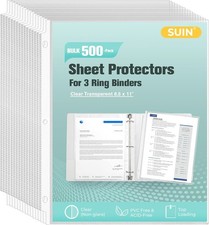 Sheet Protectors 500 Pack, Clear Plastic Page Protectors 8.5 x 11 Inch, Reinf...