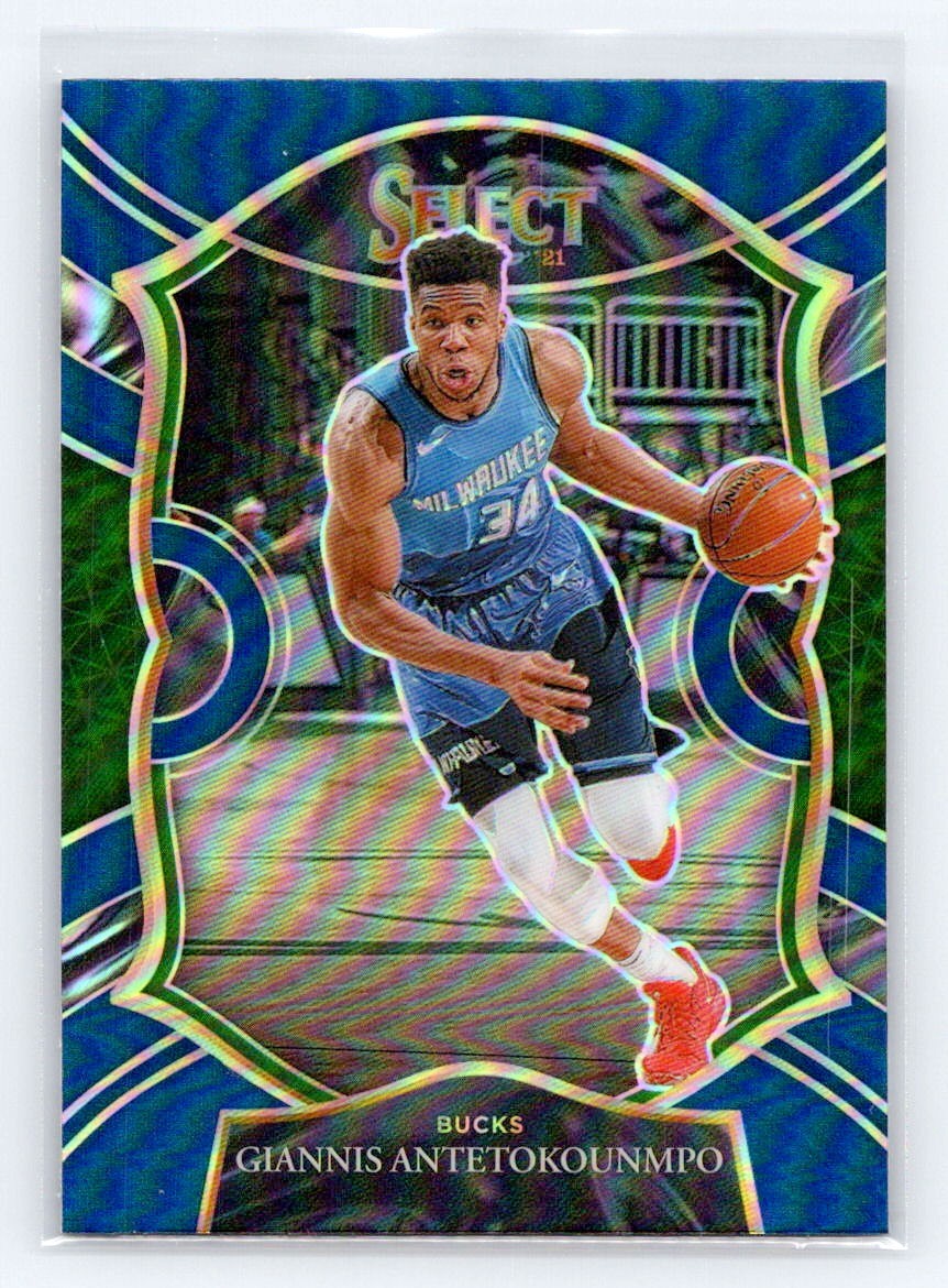 2020-21 Panini Select #54 Giannis Antetokounmpo Blue Prizm Milwaukee Bucks