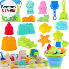 Collapsible Beach Toys for Kids Toddlers, Foldable Sand Bucket and Shovels Set w