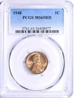 1948 Lincoln Wheat Cent PCGS MS65RD GREAT STRIKE BRILLANT UNCIRCULATED VALUE $25