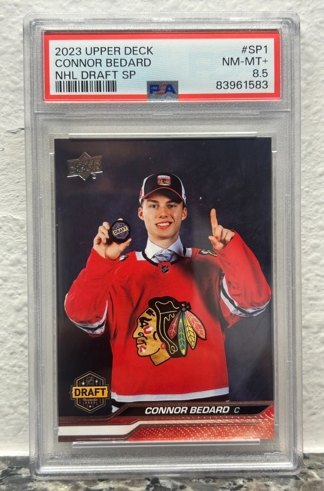 2023-24 Upper Deck Connor Bedard NHL DRAFT SP SP-1 ROOKIE RC PSA 8.5
