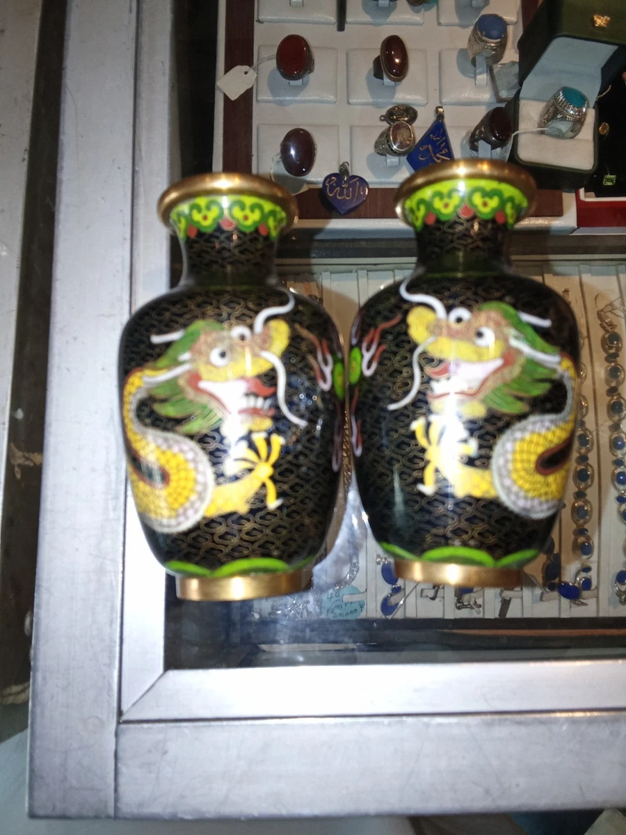 亚洲古董景泰蓝龙在中国古董花瓶| eBay