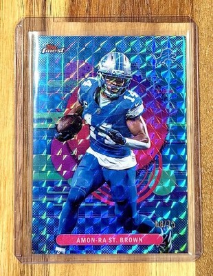 2025 Topps Finest Amon-Ra St. Brown Uncommon Blue Geo Refractor /75 #164
