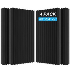 4 Pack Sound Proof Foam Panels, 48" 24" 2" Soundproof Wall 4 Pack, Black