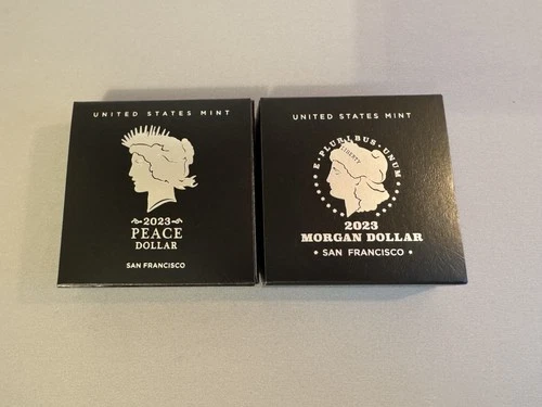 2023-S Proof Silver Peace Dollar & 2023-S Proof Morgan Dollar  (Box & COA)