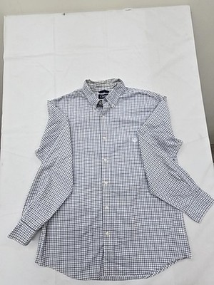 Chaps blau weiß kariertes Langarm Button-Down Hemd L Classic Fit