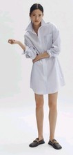 Stella McCartney x H&M Cotton Poplin Shirt Dress size L white grey striped 