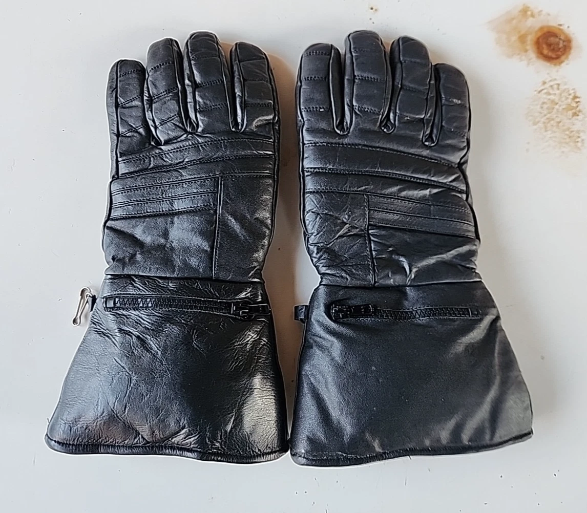 3M Thinsulate Thermal Insulation Black Leather Biker Gloves Men's XL X-Large