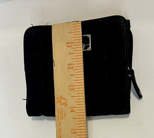 Vera Bradley Quilted Black Wallet Magnetic Closure Small Quilted 5"x4.5"x1.5" - Picture 7 of 8