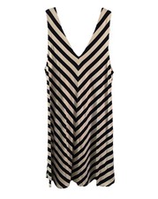 Womens Loft Size Large Black And White Chevron Striped Sundress Very Soft