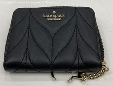 Kate Spade Small Black Stitch Design Gold-Zip Wallet