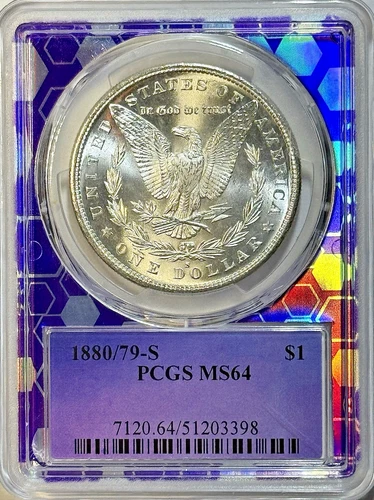 1880/79-S Morgan Dollar - PCGS MS64 - Popular Overdate Reverse of 1879 Variety
