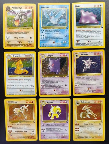 Complete Fossil Set Pokemon Cards 62/62 WOTC TCG 1999 Dragonite, Zapdos, Moltres - Picture 8 of 21