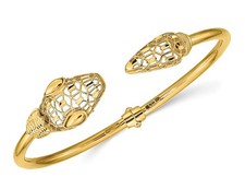 14K Yellow Gold Snake Hinged Bangle Bracelet