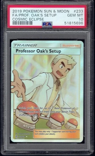 2019 Pokémon Professor Oak's Setup Full Art 233/236 PSA 10 (Cosmic Eclipse)