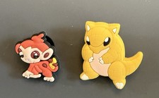 Pokemon For Crocs Shoes Charms Jibbitz 2 Pieces Chimchar & Sandshrew NEW RARE
