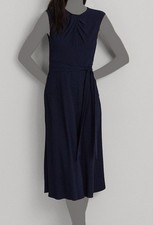 Ralph Lauren Womens' Blue Bubble Crepe Cap Sleeve Dress Size 10