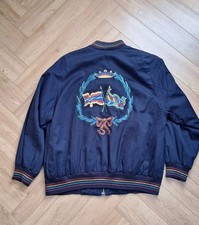 Vintage 80s Mondi Summer Jacket Embroidered Dark Blue Size 40 12 Small