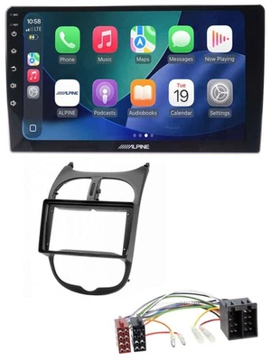 Alpine MP3 AUX Bluetooth 9 Zoll USB Autoradio für Peugeot 206 (1998-2010) - Bild 1 von 4