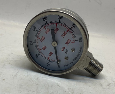 WESTWARD 2'' Stainless Steel Pressure Gauge (0 - 400 psi) 1/4 NPT Bottom Mount