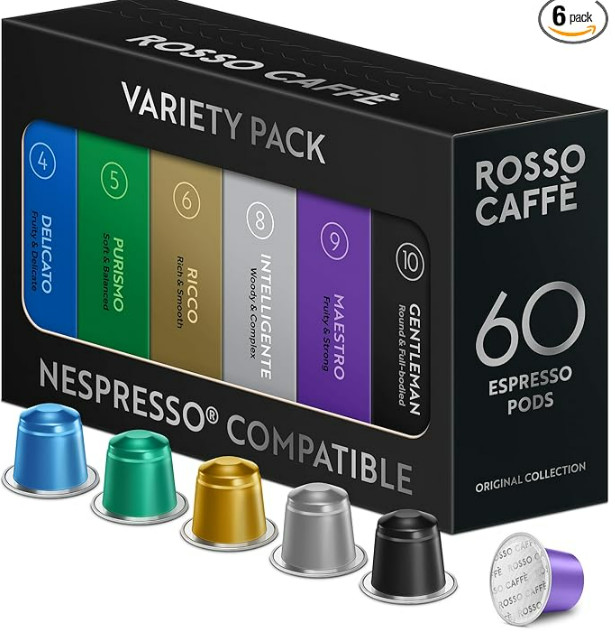 Rosso Cafe for Nespresso Original Line Verity Capsule Pod - Pack of 6 -(60 Qty)