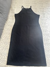 Vibe Sportswear Women's Black Halter Bodycon Knee Length Knit Stretch Dress M