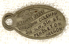 Vintage 1940 Personalized America First Key Fob Tag Pendleton Oregon