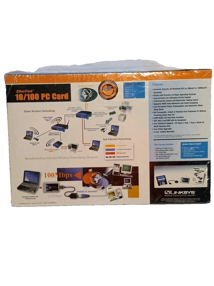LINKSYS EtherFast 10/100 LINKSYS LAN Card Instant EtherFast WOL NEW and sealed - Image 2 of 4