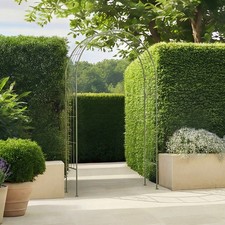 Image of Sage Green Leaf Design Rustic Metal Garden Arch