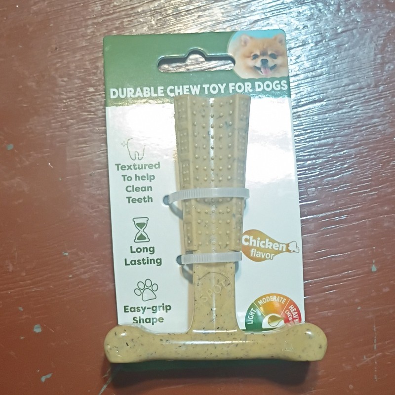 Spot Chicken Flavor Durable Textured Chew Toy for Dogs, Easy-Grip Shape