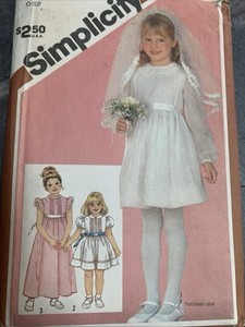 Vintage Girl’s First Communion Veil Bridal Dress Pattern Size 4 Uncut FF
