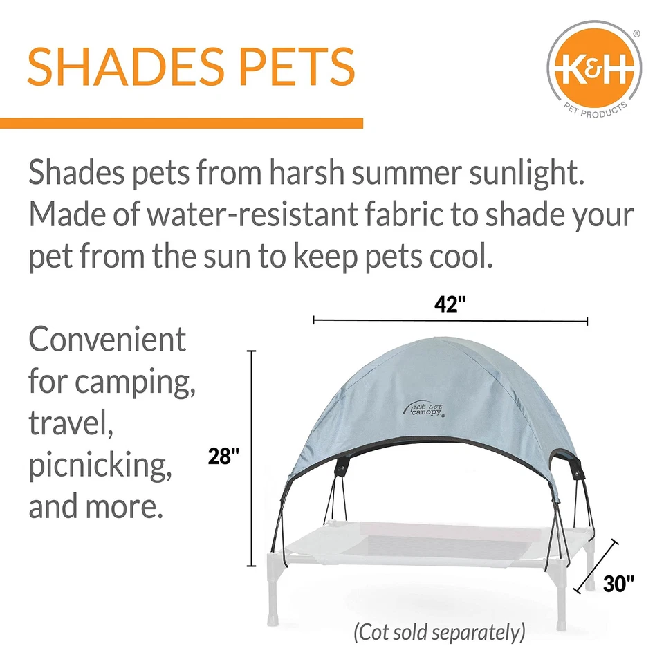 Outdoor Elevated Dog Cot Canopy, Cooling Sun Tent Shades Pets, Washable, Wate... - Image 4 of 4