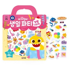 Pinkfong Birthday Party Reusable Sticker Handle Book Bag Easy Korean Education