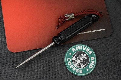 RARE Crawford DeathSpike Kubaton 3..5'' Gloss Black Aluminum Re Microtech