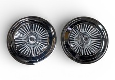 Spinner Hubcaps Pair (2) 15" Polara Chrome Bullet Spinner Jet Hubcaps Wheel Covers