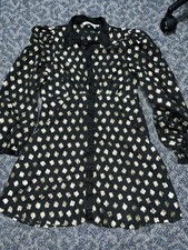 Zara Women’s Medium Black And Gold Short Dress Gold Metallic Thread