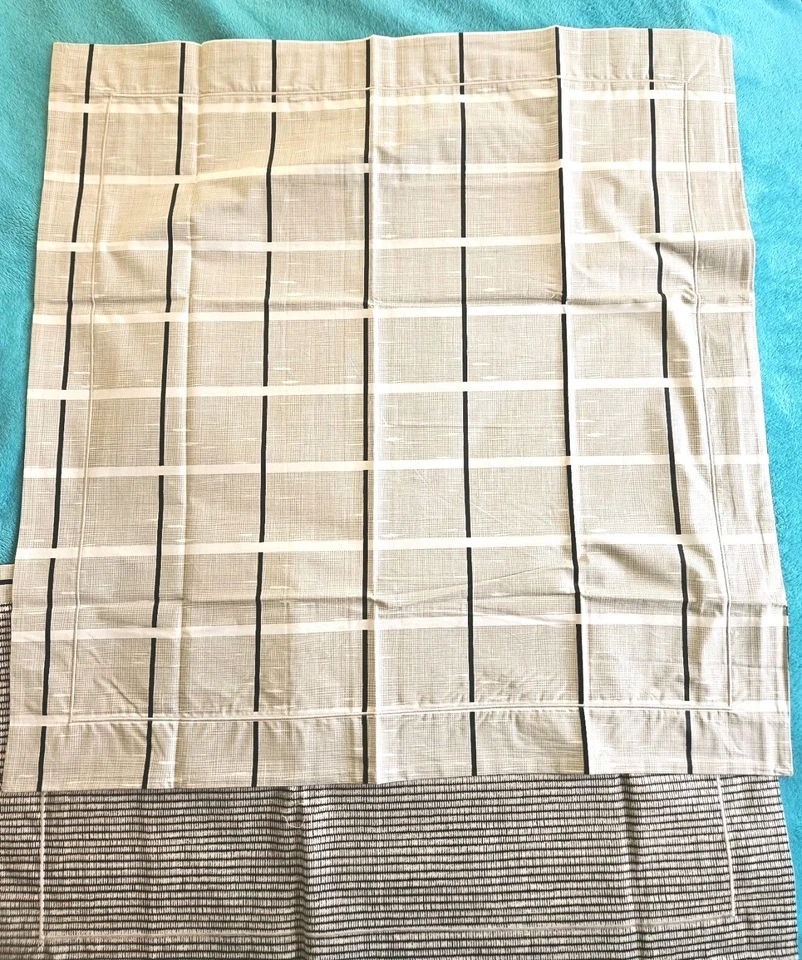 Yves Delorme Paris (2) 26 X 26 Euro Shams tejido de canasta / cuadros tostado y negro RARO Foto 3 de 4