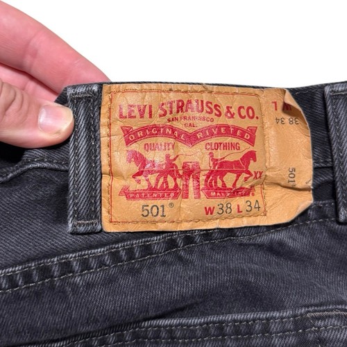 Levi’s 501 100% Cotton Button Fly Faded Black Jeans Men’s 38x34 (fits 36.5x33) - Picture 3 of 12